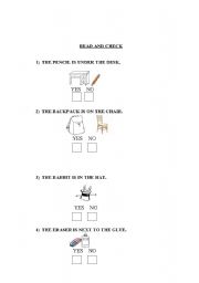 English worksheet: Prepositions: read and check.