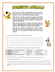 English Worksheet: DOMESTIC ANIMALS