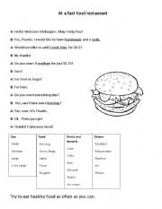 English Worksheet: Eating Junk food