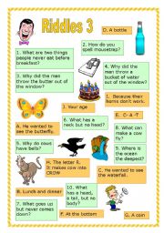 English Worksheet: Riddles 3