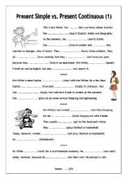 No-frills worksheet for all ages: Present Simple vs. Present Continuous (1)