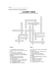 English Worksheet: Literary Term Crossword