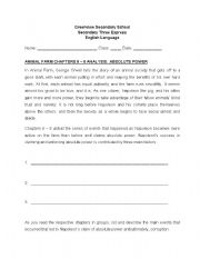 English Worksheet: Animal Farm Worksheet on Absolute Power