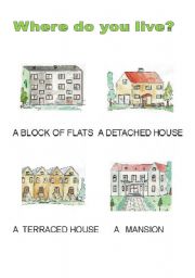 English Worksheet: different houses