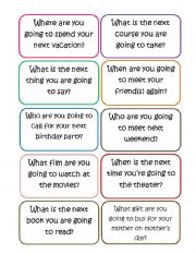 English Worksheet: (Speaking Cards) What are you going to do?