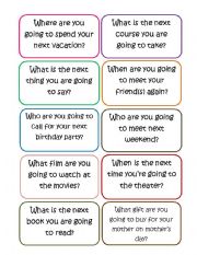 English Worksheet: (Speaking Cards) What are you going to do?