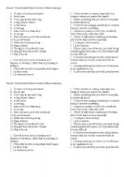English Worksheet: Idioms and meanings