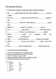 English Worksheet: Past simple or continuous