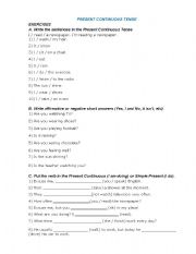 English Worksheet: Present Continuous