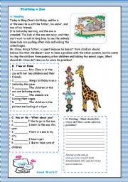 English Worksheet: Reading Text : Visiting a Zoo