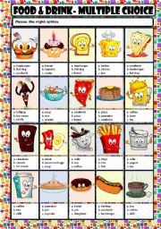 English Worksheet: FOOD & DRINK - MULTIPLE CHOICE