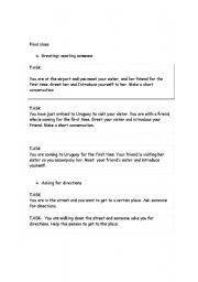 English worksheet: speaking & role-plays