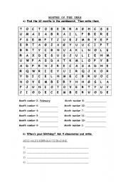 English Worksheet: MONTHS OF THE YEAR