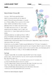 English Worksheet: Statue of Liberty