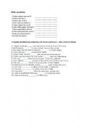 English worksheet: Question words