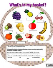 English Worksheet: Whats in my basket? Fruit delicious fruit.