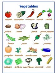 English Worksheet: Vegetables-Pictionary