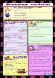 English Worksheet: Grammar revision 5 *** 5 tasks *** for intermediate, upper-intermediate level *** 30 minute-test *** with key *** B&W version