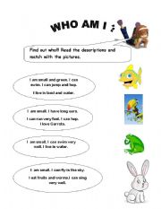 English Worksheet: Who am I?