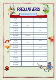 English Worksheet: Irregular verbs