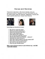 English Worksheet: Heroes and heroines profile