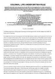 Colonial Life Worksheet