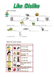 English Worksheet: Like/Dislike