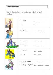 English worksheet: Family scramble