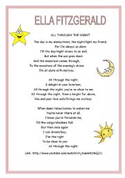 English worksheet: ELLA FITZGERALD ALL THROUGH THE NIGHT