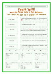 > Phrasal Verbs Practice 30! > --*-- Definitions + Exercise --*-- BW Included --*-- Fully Editable With Key!