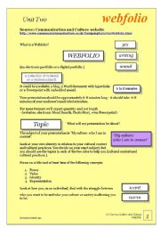 English worksheet: Communication Studies: Webfolio