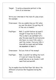 English Worksheet: Pied Piper interview