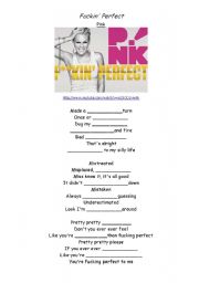 English Worksheet: FUCKIN PERFECT - PINK