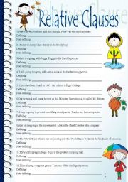 English Worksheet: Defining and non-defining clauses