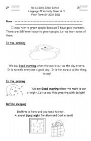 English Worksheet: Simple Greetings