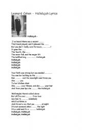 English Worksheet: Leonard Cohen: Hallelujah