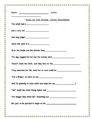 English worksheet: Room on the Broom cloze procedure