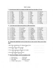 English worksheet: practice test