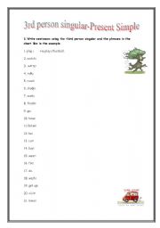 English worksheet: Third person singular- present simple.