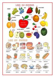 FRUIT,FOOD,CLASSROOM OBJECTS,JOBS,FAMILY,PHYSICAL APPEARANCE,PREPOSITIONS OF PLACE