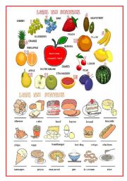 English Worksheet: FRUIT,FOOD,CLASSROOM OBJECTS,JOBS,FAMILY,PHYSICAL APPEARANCE,PREPOSITIONS OF PLACE