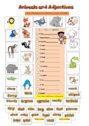 Animals:  Adjectives  / Verbs  1/2