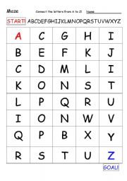 English Worksheet: Alphabet maze