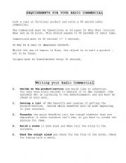 English Worksheet: radio commercial guide