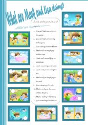 English Worksheet: What are Mark and Lisa doing?(editable)