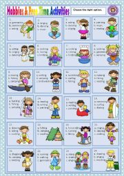 English Worksheet: HOBBIES & FREE TIME ACTIVITIES - MULTIPLE CHOICE