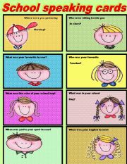English Worksheet: school speaking cards