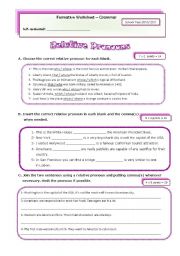 English Worksheet: Relative clauses and adjective degrees