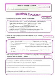 English Worksheet: Relative clauses and adjective degrees