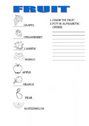 English Worksheet: Fruit